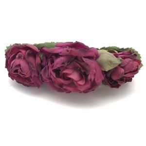 Dark Pink/Raspberry Flowers French Clip Barrette